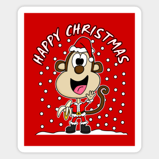 Christmas Monkey Santa Hat Snow Wildlife Xmas 2021 Magnet